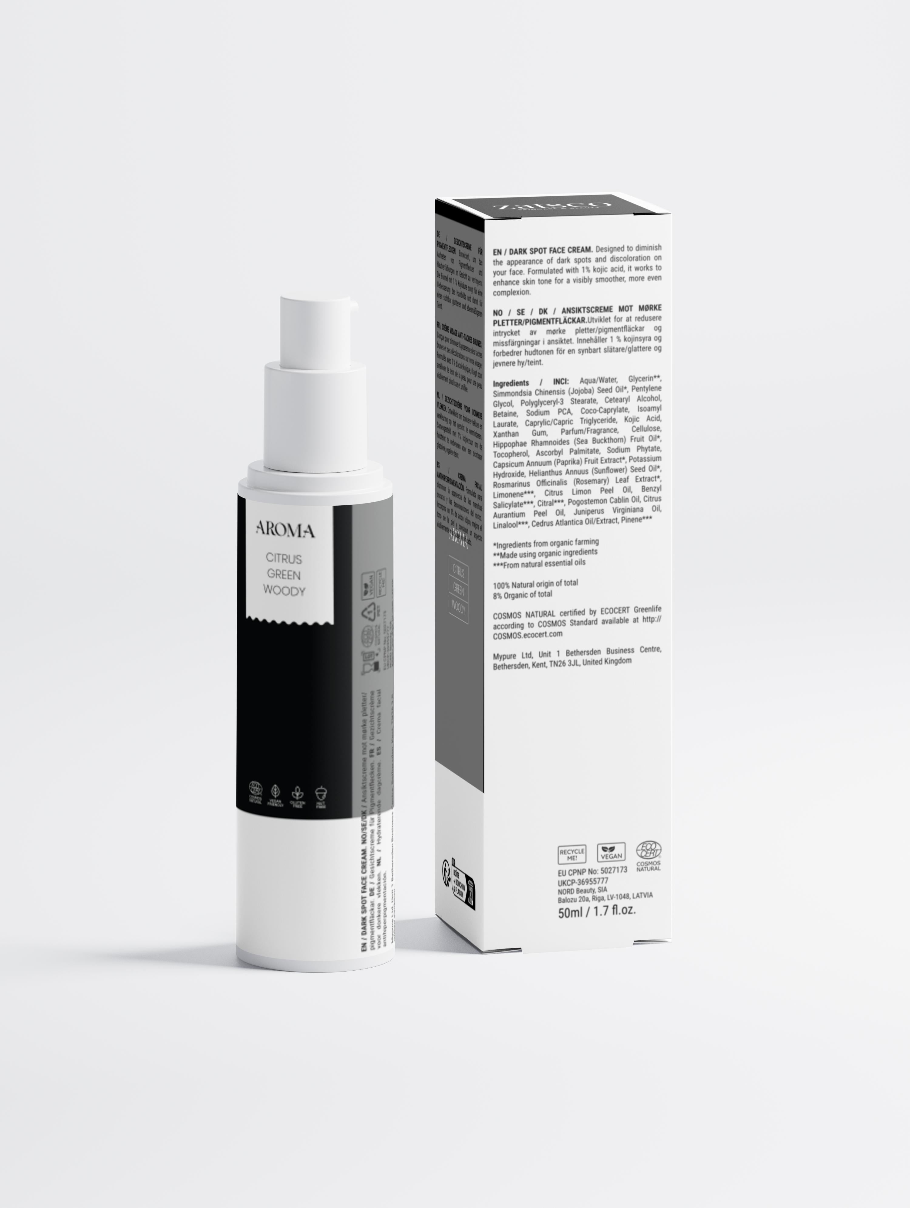 Crema facial antimanchas con ácido kójico