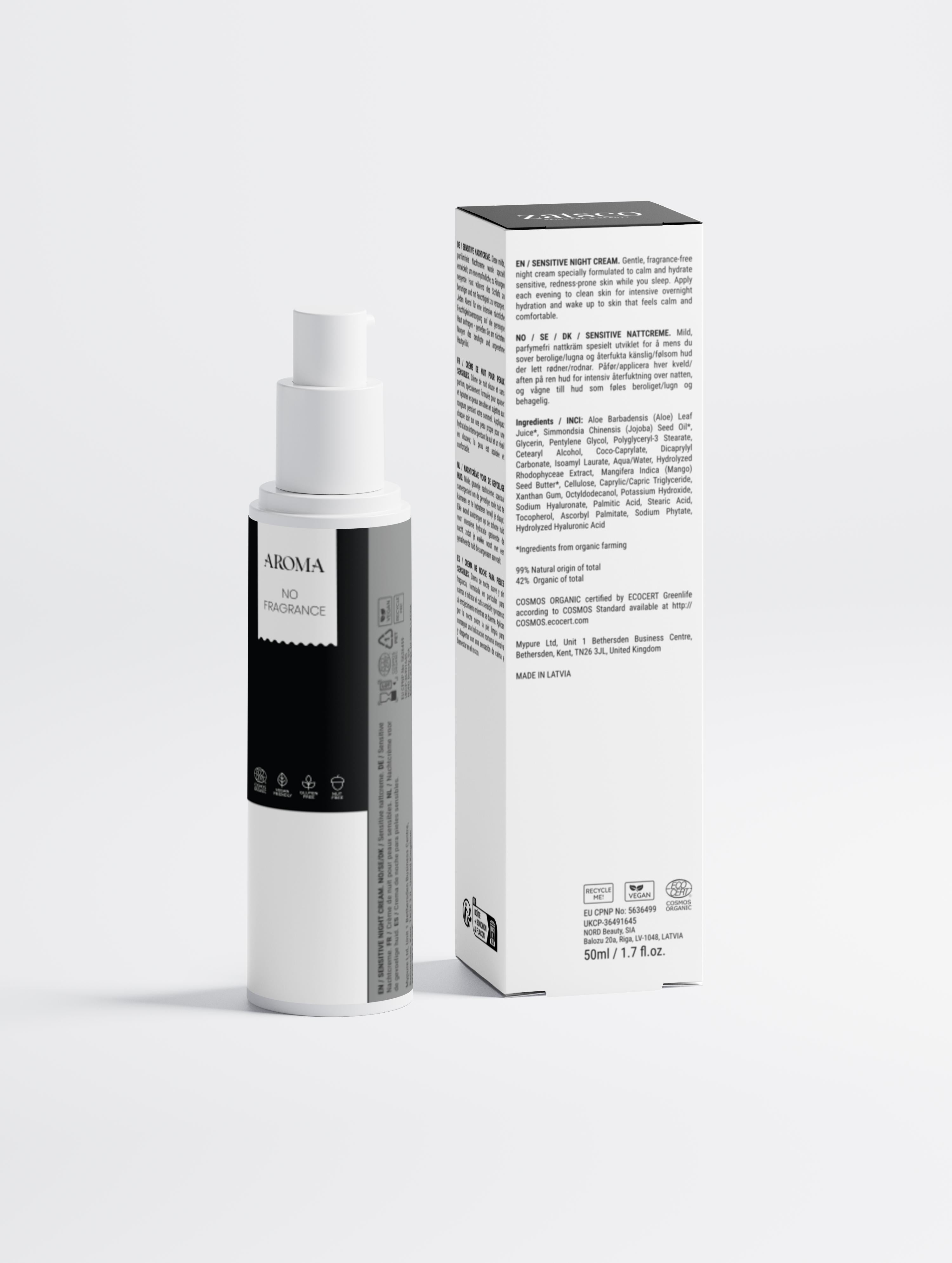 Crema de Noche para Piel Sensible, Sin Fragancia
